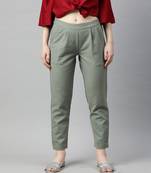 Grey Solid Cotton Slub Pant