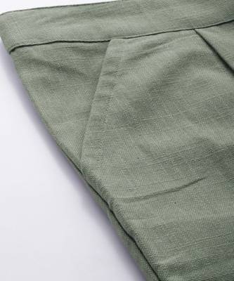 Grey Solid Cotton Slub Pant 5