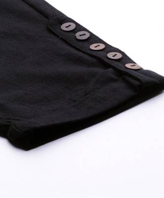 Black Solid Cotton Slub Pant 4