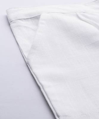 White Solid Cotton Slub Pant 4