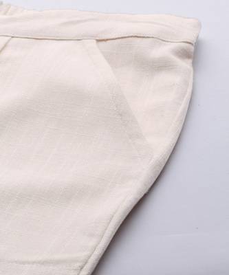 Off White Solid Cotton Slub Pant 4