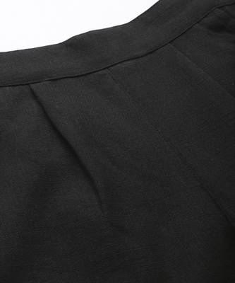 Black Solid Cotton Slub Pant 4