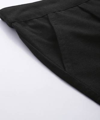 Black Solid Cotton Slub Pant 5