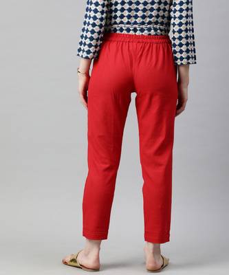 Maroon Solid Cotton Slub Pant 2