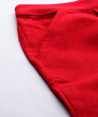 Maroon Solid Cotton Slub Pant 4