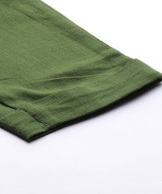 Olive Solid Cotton Slub Pant 5