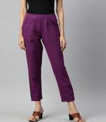 Wine Solid Cotton Slub Pant