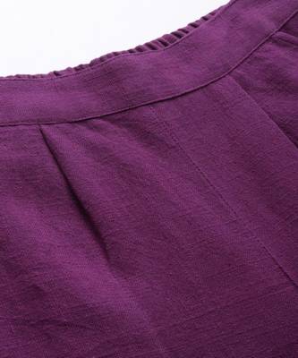 Wine Solid Cotton Slub Pant 5