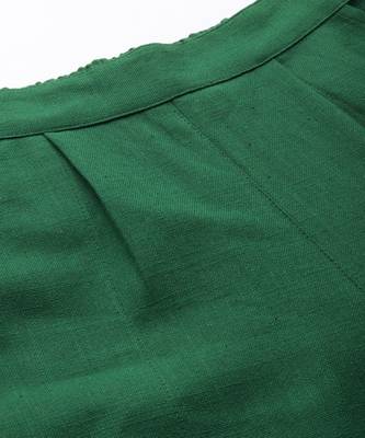 Bottle Green Solid Cotton Slub Pant 4