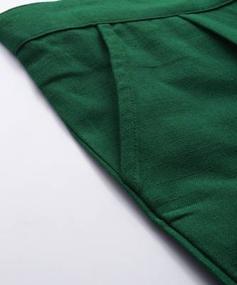 Bottle Green Solid Cotton Slub Pant 5