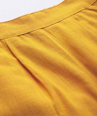 Mustard Solid Cotton Slub Pant 4