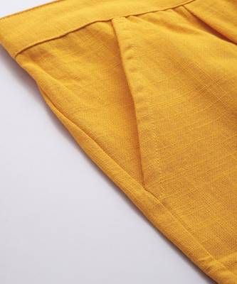 Mustard Solid Cotton Slub Pant 5