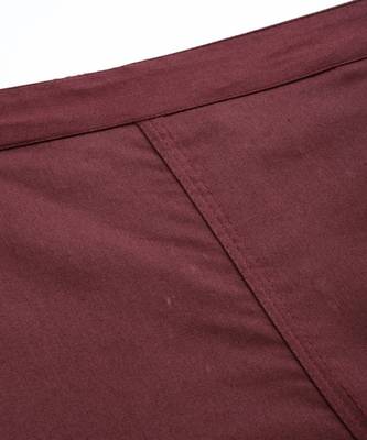 Maroon Solid Cotton Lycra Pant 4