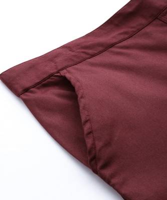 Maroon Solid Cotton Lycra Pant 5
