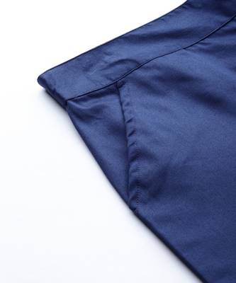 Persian Blue Solid Cotton Lycra Pant 5