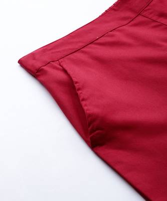 Red Solid Cotton Lycra Pant 5