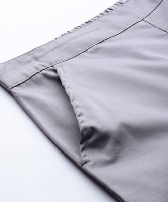 Grey Solid Cotton Lycra Pant 5