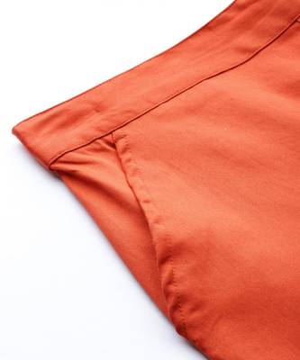 Rust Orange Solid Cotton Lycra Pant 5