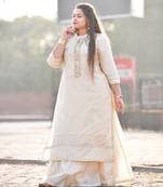 Calming cream silk kurta with skirt
