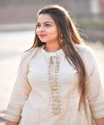 Calming cream silk kurta with skirt 3