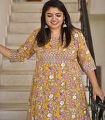 Mustard block Aline slit kurta With pant