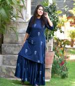 Indigo khadi print sharara set