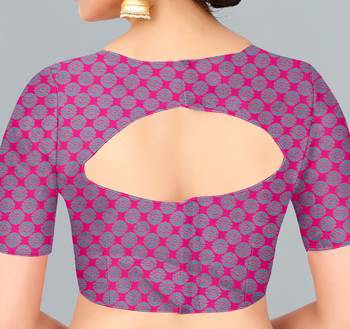Pink woven banarasi saree with blouse 6