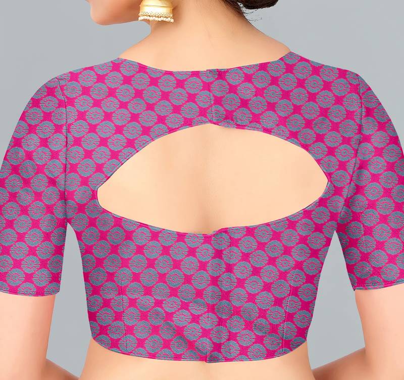 Pink woven banarasi saree with blouse