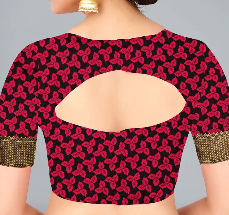 Black woven banarasi saree with blouse