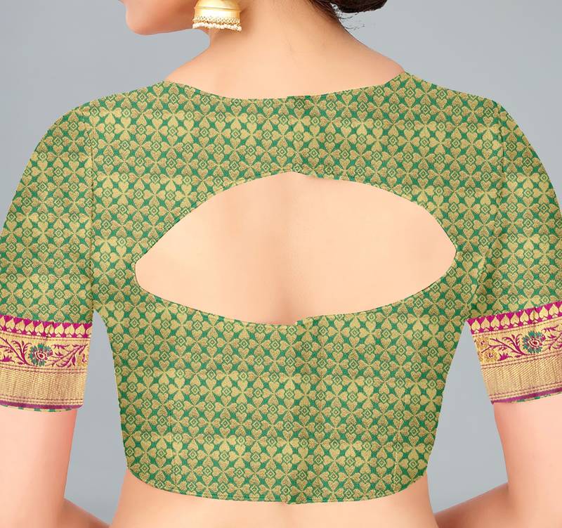 Pink woven banarasi saree with blouse