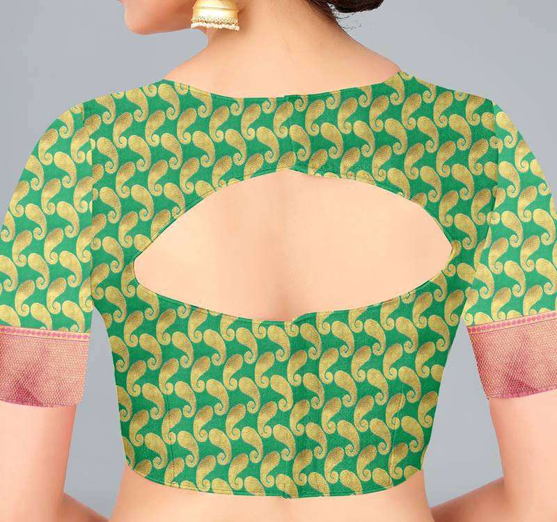 Pink woven banarasi saree with blouse