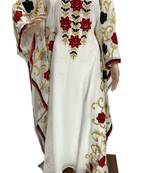 white georgette moroccan islamic dubai kaftan farasha aari and stone work dress