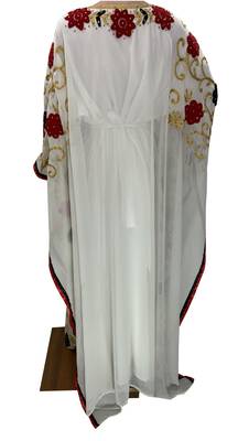 white georgette moroccan islamic dubai kaftan farasha aari and stone work dress 4