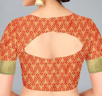 Green woven banarasi saree with blouse 6