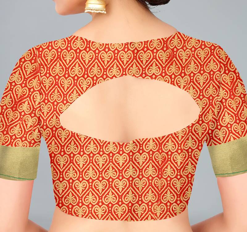 Green woven banarasi saree with blouse