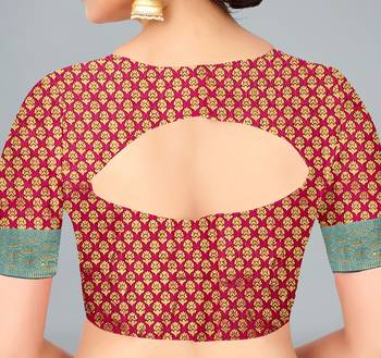 Blue woven banarasi saree with blouse 6