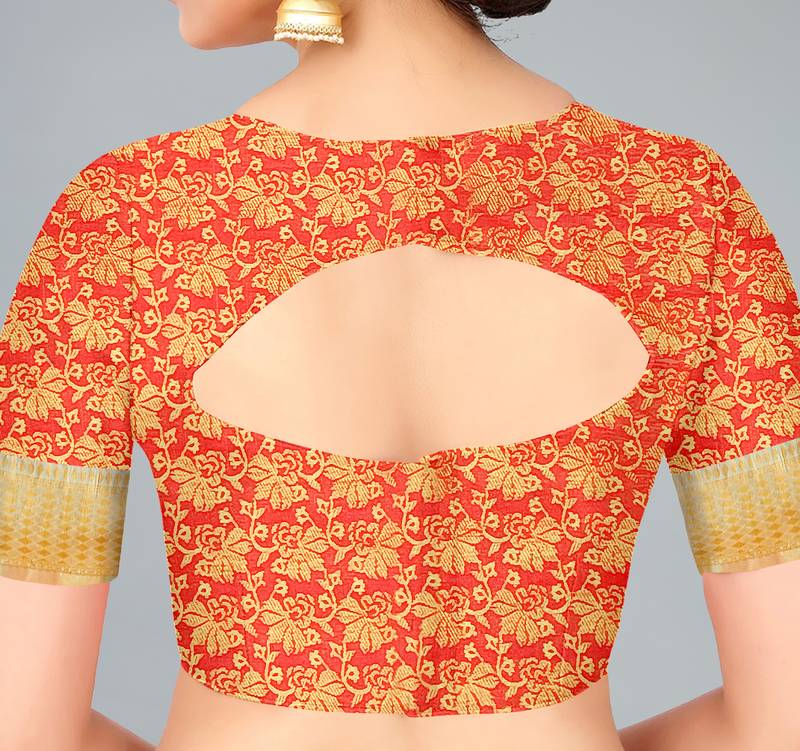 Beige woven banarasi saree with blouse