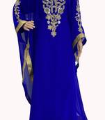 royal blue georgette moroccan islamic dubai kaftan farasha zari and stone work dress