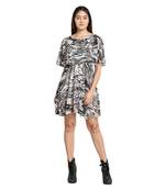 Multicolor printed georgette free size short-kurtis