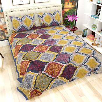 Cotton Printed Rajasthani Bedsheet with Pillow Covers 1