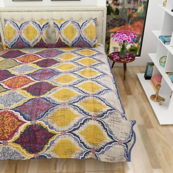 Cotton Printed Rajasthani Bedsheet with Pillow Covers 2