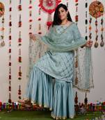 Powder Blue Sequin crepe  Sharara set