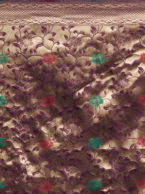 Wine woven banarasi silk saree with blouse 5