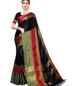 Black woven cotton silk saree with blouse