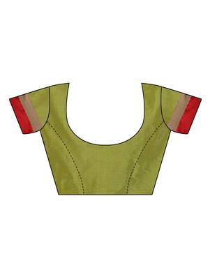 Green woven cotton silk saree with blouse 5