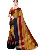 Mustard woven cotton silk saree with blouse