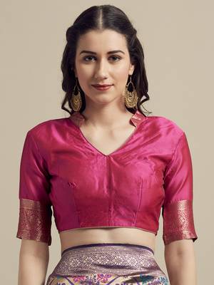 Purple woven banarasi silk saree with blouse 3