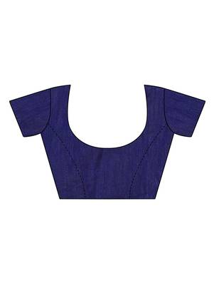 Blue embroidered georgette saree with blouse 5