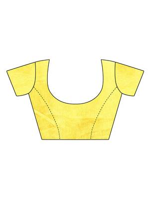Yellow embroidered georgette saree with blouse 5