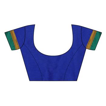 Blue embroidered cotton silk saree with blouse 5